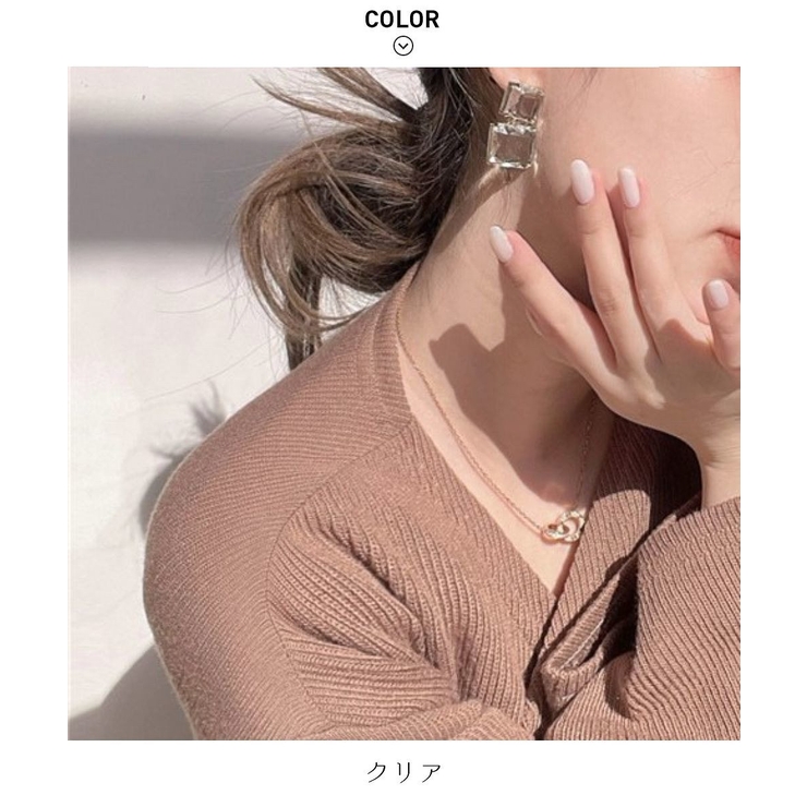 透明感が女性らしいスクエアクリスタルピアス韓国風クリスタルビジュー上品透明キレイめ可愛い華やか