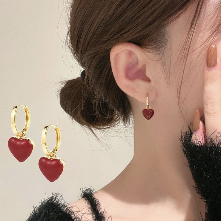 ハートピアス 韓国風 レディース黒ピアス [品番：II000009914]｜Miniministore（ミニミニストア）のレディースファッション通販｜SHOPLIST（ショップリスト）