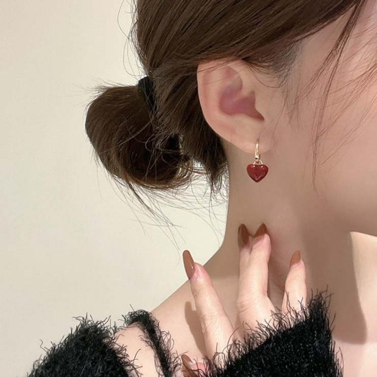 大人のワインレッドハートピアス ハート ぷっくり[品番：MSDL0003162]｜maison de  LATIR（メゾンドラティール）のレディースファッション通販｜SHOPLIST（ショップリスト）