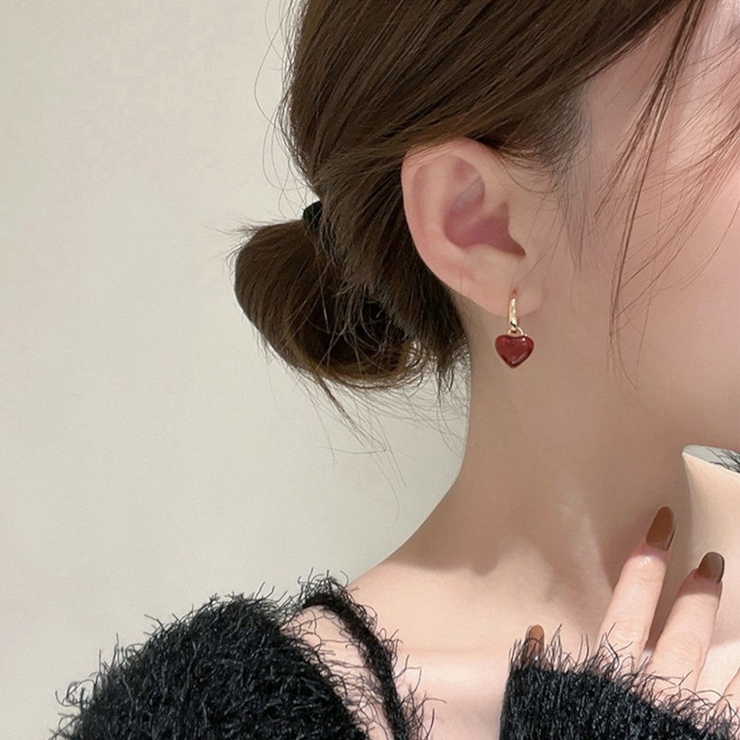 レディース ハート ピアス プレゼント 酸っぱい クリスマス シンプル 赤