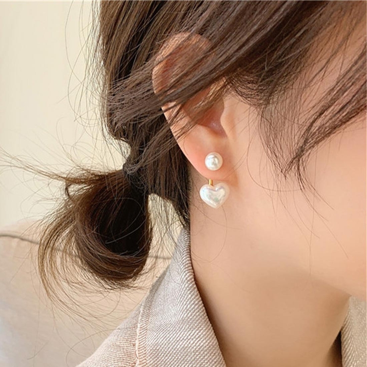 ゴールド | 付けるだけでレディなパール×クリアハートピアス ピアス ハートピアス | maison de LATIR