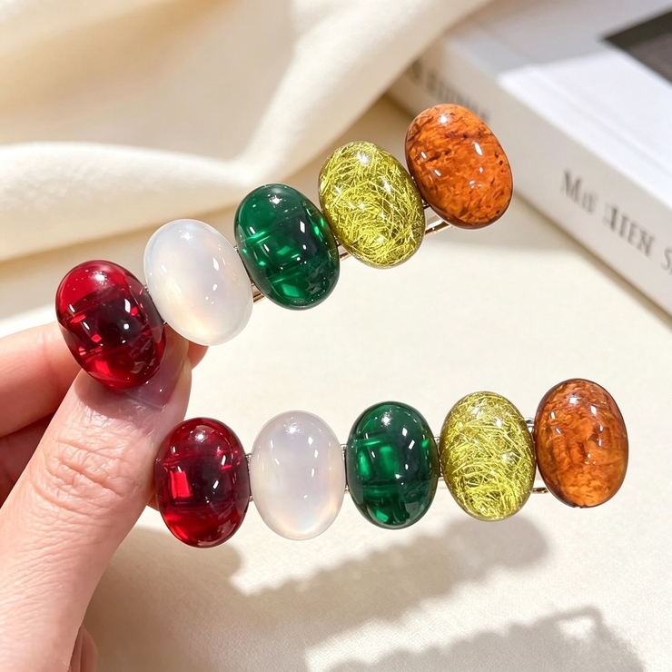 ミックス | ぷっくり艶感が可愛い、カラフルヘアアクセサリー ヘアバレッタ レディース | maison de LATIR