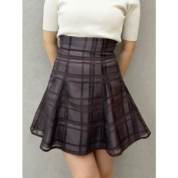 ブラウン | シアーチェックバックレースアップミニスカパン | MERCURYDUO