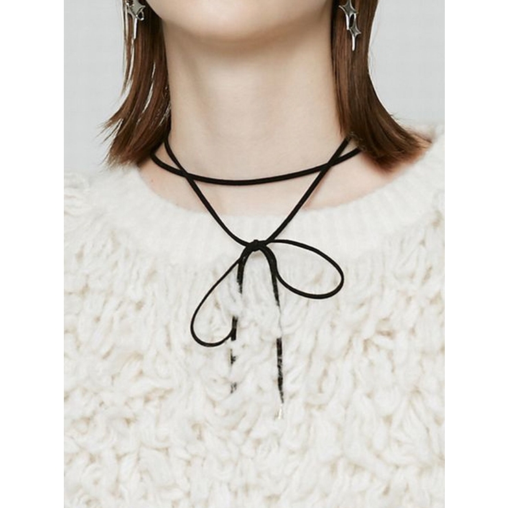 ブラック | ストリングリボンチョーカーネックレス | EMODA