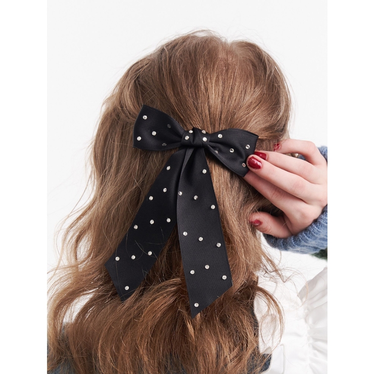 ブラック | ビジュービッグリボンバレッタ | jouetie