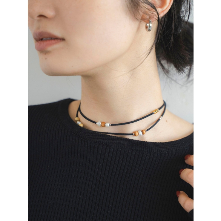 ウッドコンビフェイクレザーネックレス | Ungrid | 詳細画像4 