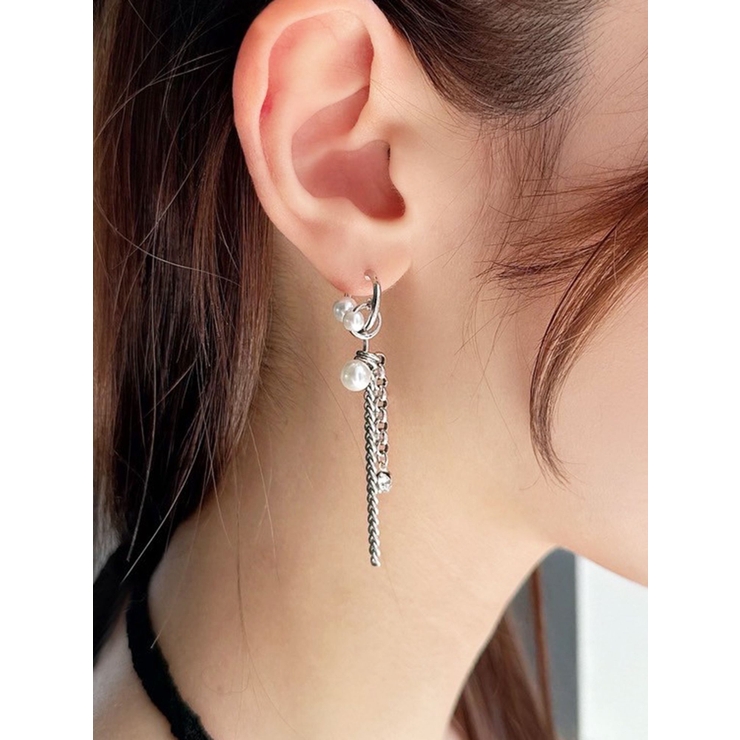 シルバー | パールデザインチェーンピアス | RESEXXY