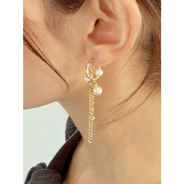 ゴールド | パールデザインチェーンピアス | RESEXXY