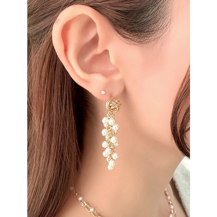 ゴールド | ボリュームパールチェーンピアス | RESEXXY