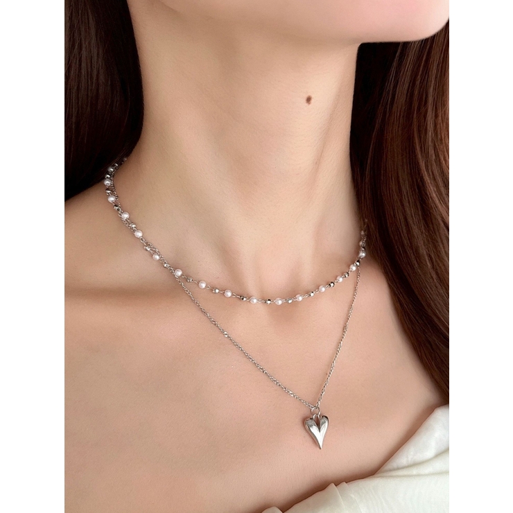 ポイントハートパールストーンネックレス | RESEXXY | 詳細画像1 