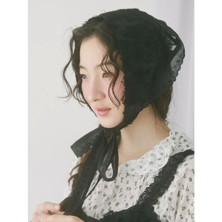 ブラック | flowerジャガードヘッドドレス | merry jenny
