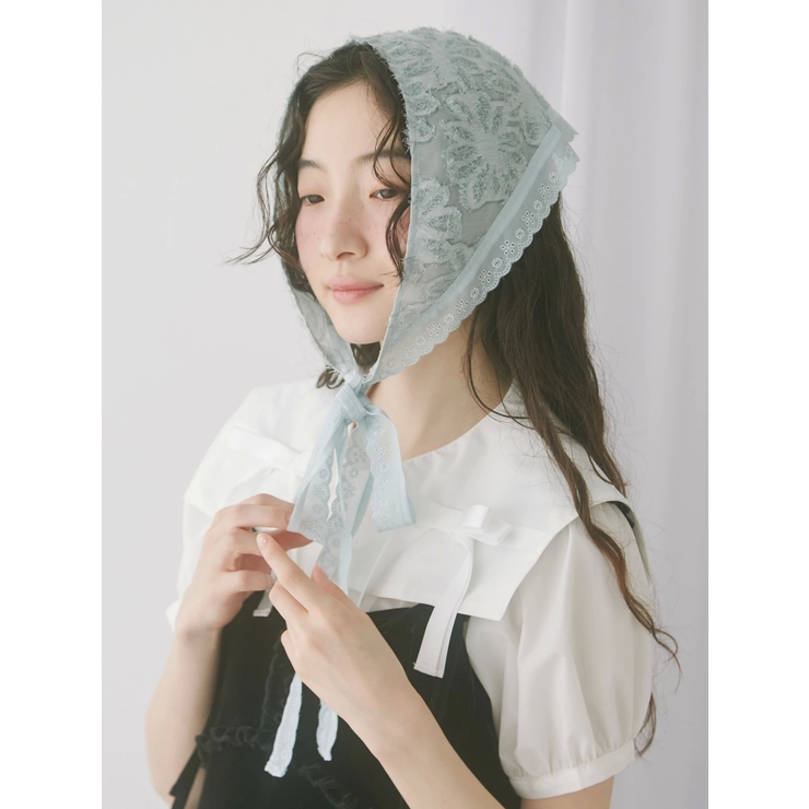 ブルー | flowerジャガードヘッドドレス | merry jenny