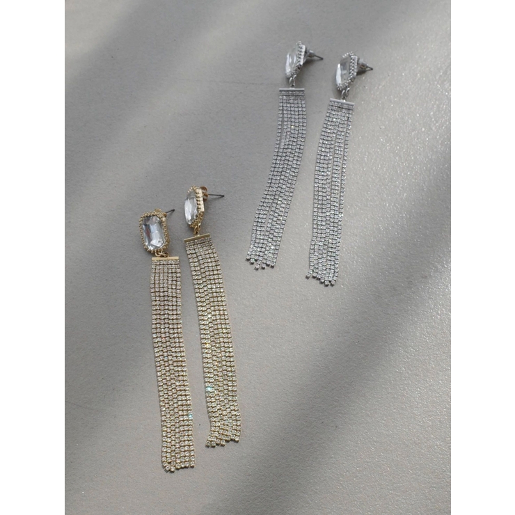 シルバー | ゴージャスビジューロングピアス | EATME