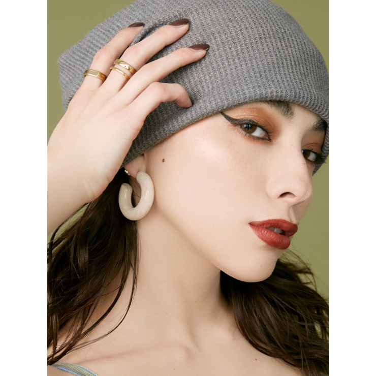 ホワイト | MARBLE HOOPピアス | EVRIS