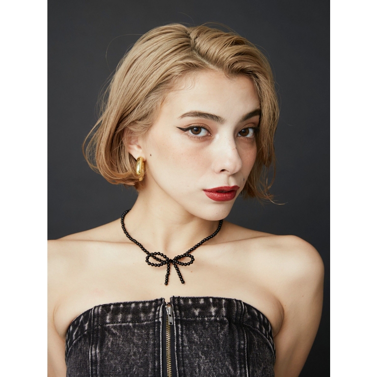 ブラック | PEARL RIBBON CHOKER | EVRIS