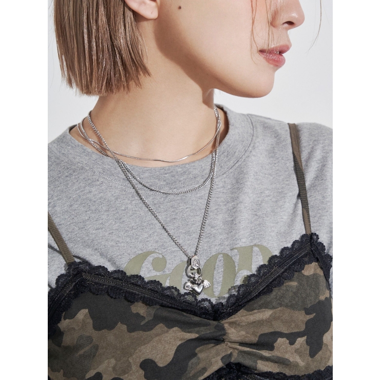 シルバー | ANGEL HEART MOTIF3連ネックレス | EVRIS