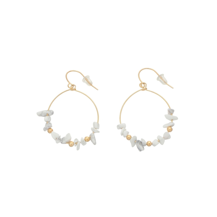 ホワイト | STONE HOOP ピアス | EVRIS