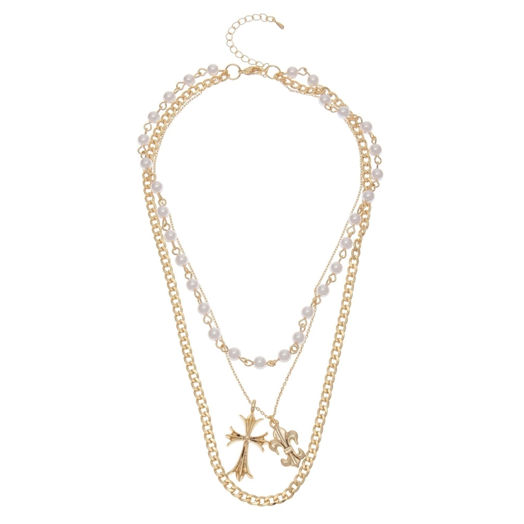 CROSS PEARL CHAIN 3連 ネックレス | EVRIS | 詳細画像18 