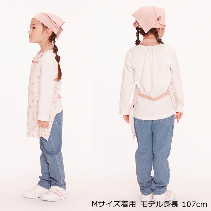 花・くま総柄エプロン・三角巾セット M,L B13802[品番 花・くま総柄エプロン・三角巾セット M,L B13802[品番