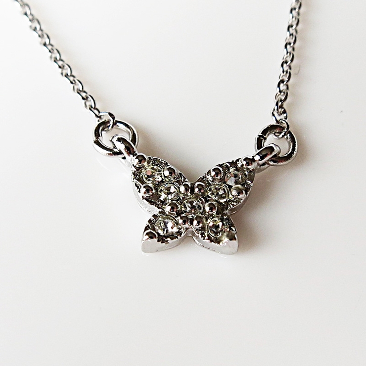 シルバー色 | ネックレス バタフライ パヴェ | Melody　Accessory