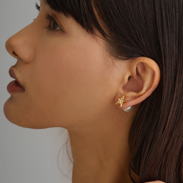 AZUNI ピアス 18金プレート スモールドロップピアス レディース