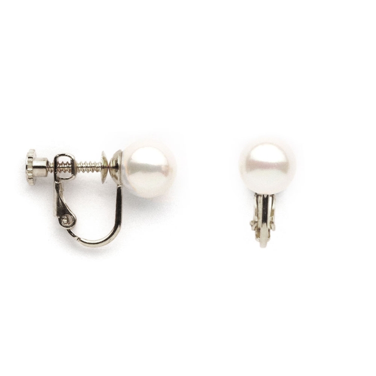 8mm-シルバー色 | イヤリング パール 磨きパール | Melody　Accessory