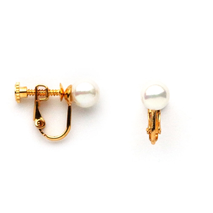 7mm-ゴールド色 | イヤリング パール 磨きパール | Melody　Accessory