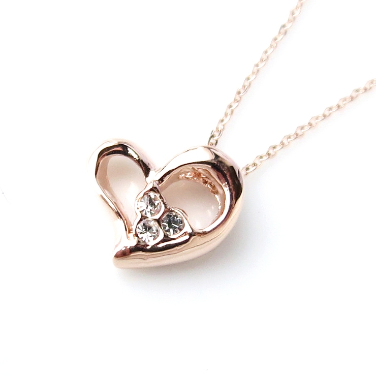 ピンクゴールド色 | ネックレス オープンハート レディース | Melody　Accessory