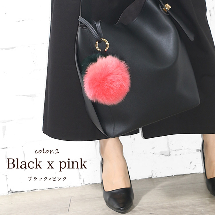 ブラック×ピンク | ファーチャーム フォックスファー アクセサリー | mili an deni