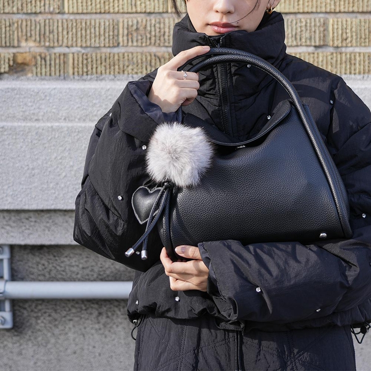 フェイクレザーハートファーチャーム リアルファー フェイクレザー | mili an deni | 詳細画像7 