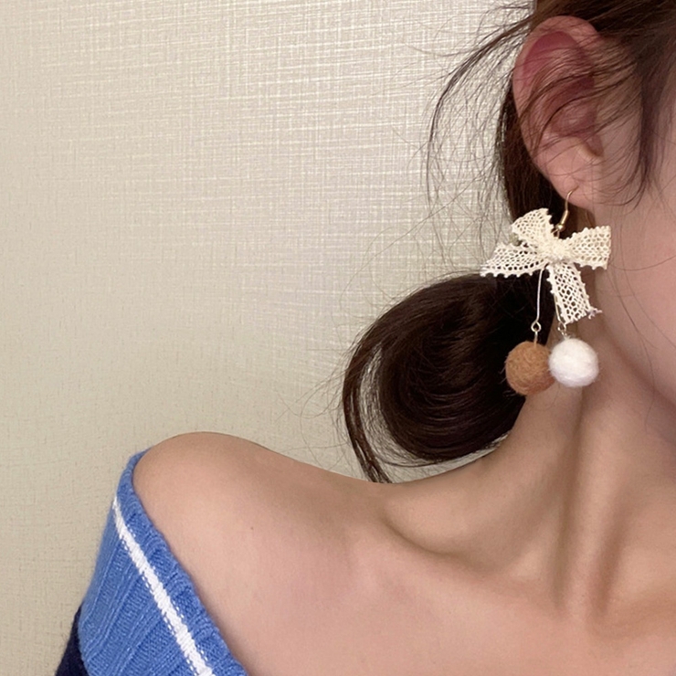 リボンピアス レディース ポンポンピアス | Miniministore | 詳細画像7 