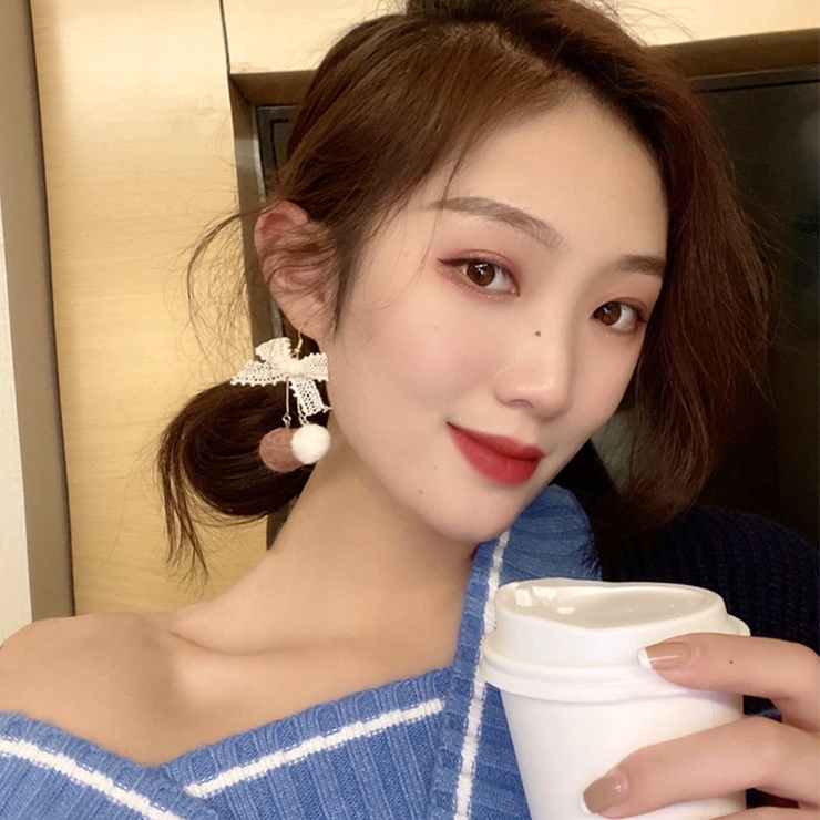 リボンピアス レディース ポンポンピアス | Miniministore | 詳細画像8 