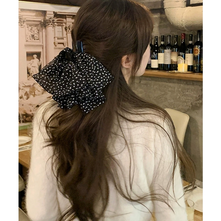 ドット柄リボンバンスクリップヘアクリップ | Miniministore | 詳細画像1 