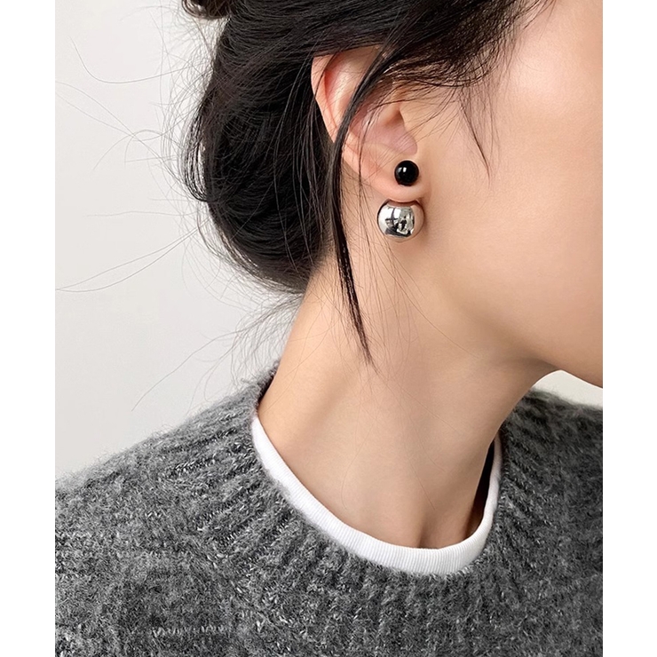 韓国風メタルボールスタッドピアスきれいめ | Miniministore | 詳細画像6 