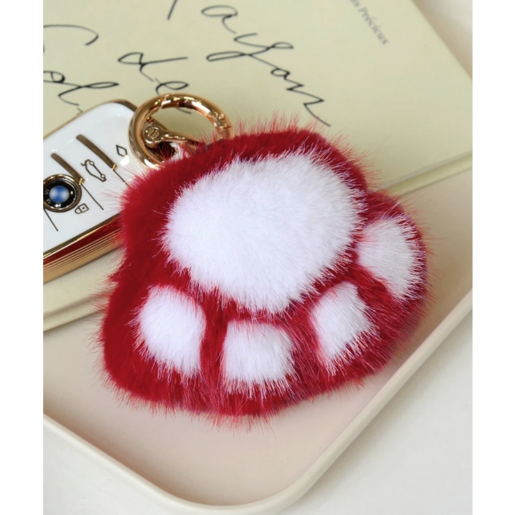 A10 | 足跡キーホルダー もこもこファーチャーム | SUNSHINE CLOSET