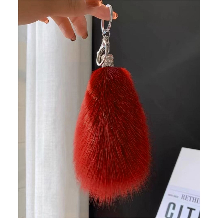 レッド | バッグチャームふわふわしっぽキーホルダー | Miniministore
