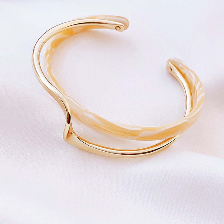 ブレスレット バングル 2連風 腕輪 細身[品番：II000006528
