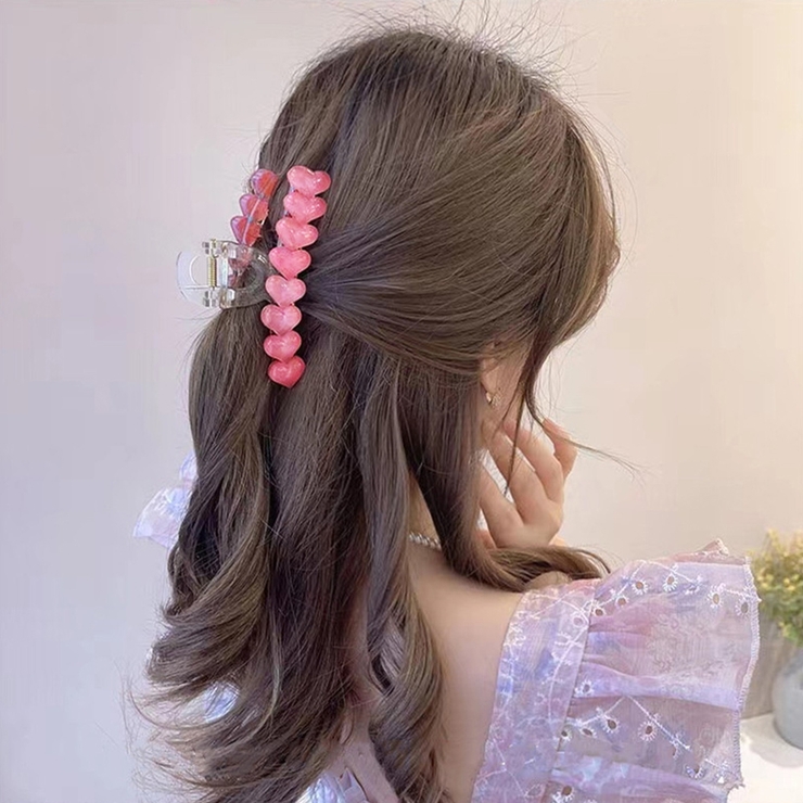 ハートヘアクリップ ピンクバンスクリップ[品番：II000010176