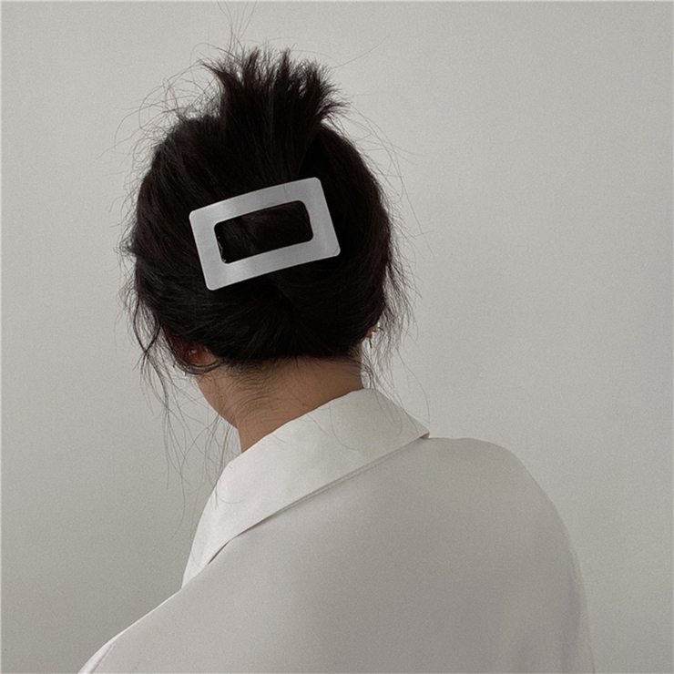 シルバー | プレートバレッタ 韓国 スクエアフレーム | Miniministore