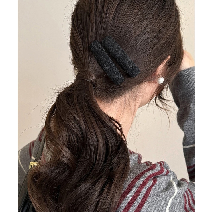ダークグレー | ウール調ヘアクリップ2点セットスリーピン | Miniministore