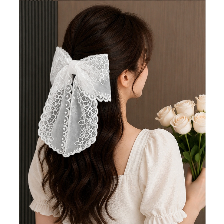 レースリボンバレッタ刺しゅうヘアクリップ | Miniministore | 詳細画像5 
