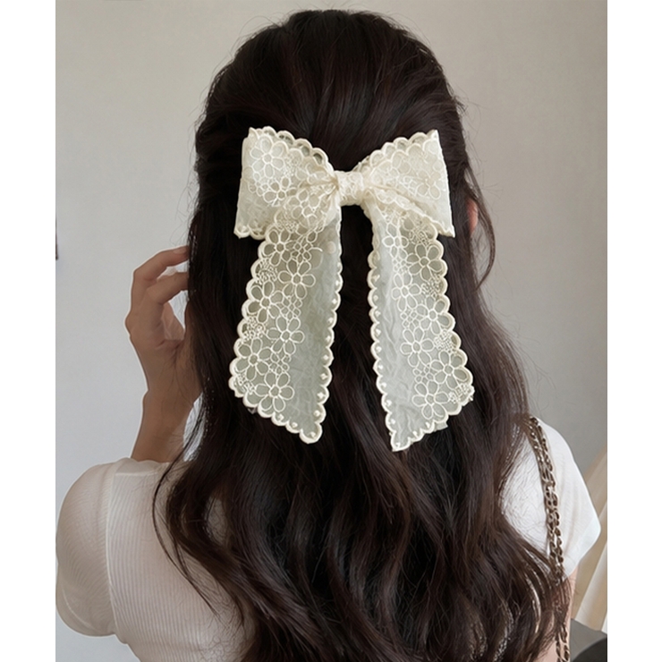 レースリボンバレッタ刺しゅうヘアクリップ | Miniministore | 詳細画像6 