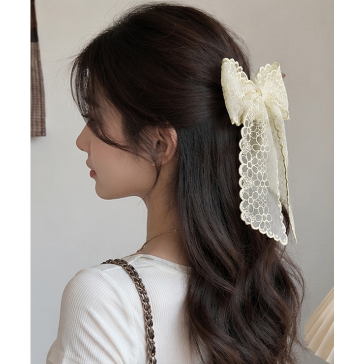 レースリボンバレッタ刺しゅうヘアクリップ | Miniministore | 詳細画像7 