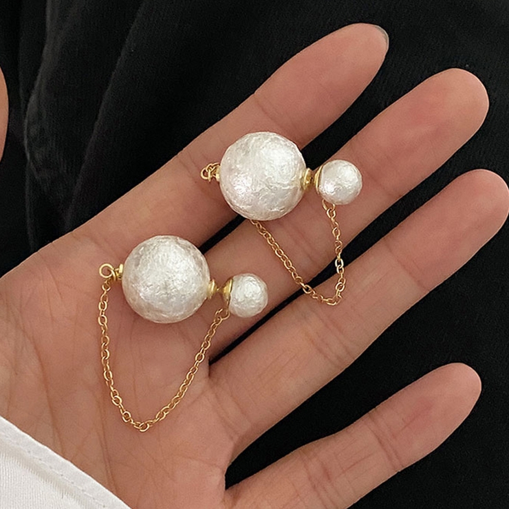 チェーンピアス2wayレディース フェイクパール ロングピアス