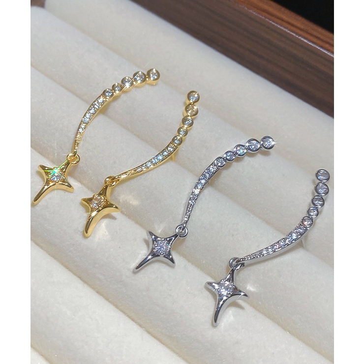 スタービジューイヤーカフピアス キラキラ | Miniministore | 詳細画像9 