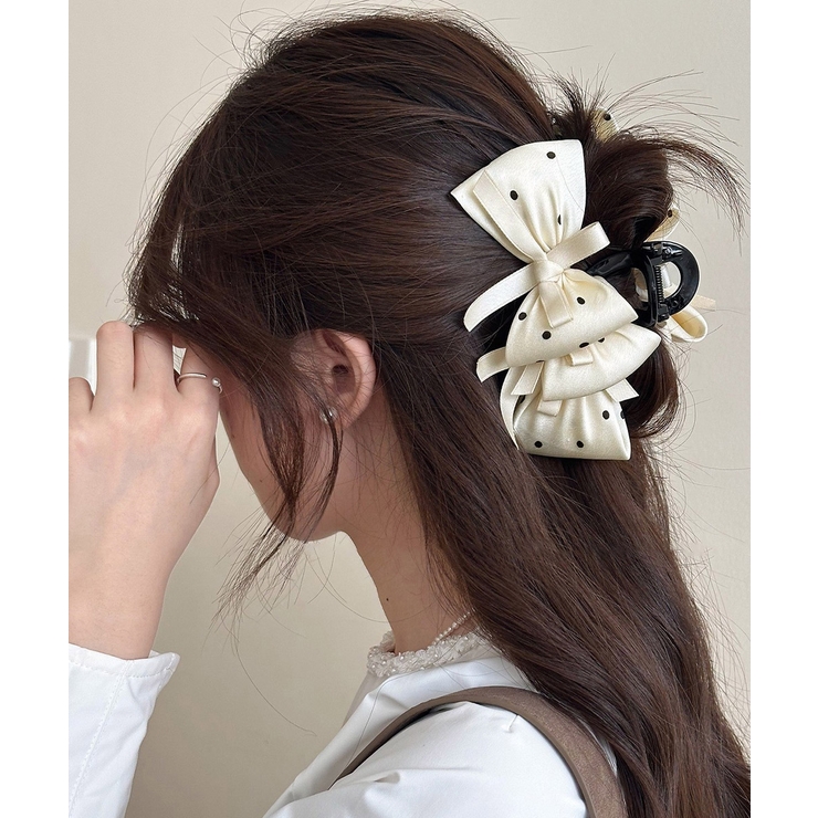 ヘアクリップドット柄リボンバンスクリップ | Miniministore | 詳細画像6 