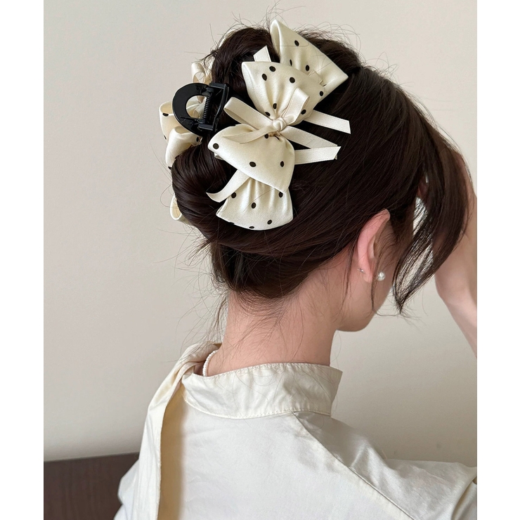 ヘアクリップドット柄リボンバンスクリップ | Miniministore | 詳細画像8 