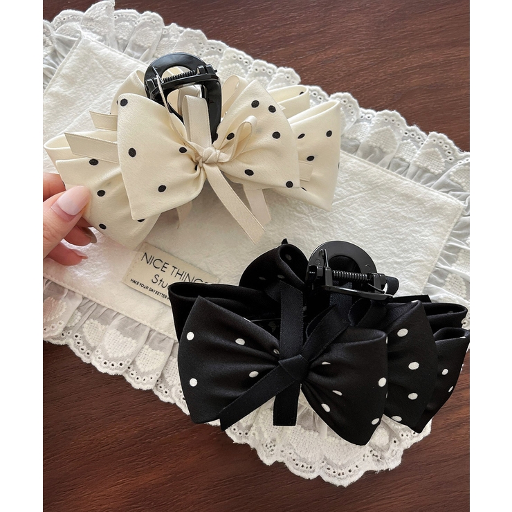 ヘアクリップドット柄リボンバンスクリップ | Miniministore | 詳細画像9 