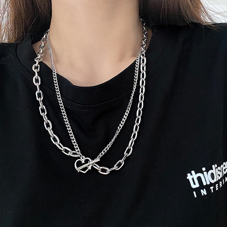 ネックレスとブレスレットのセット、オープンハートデザイン アクセサリー