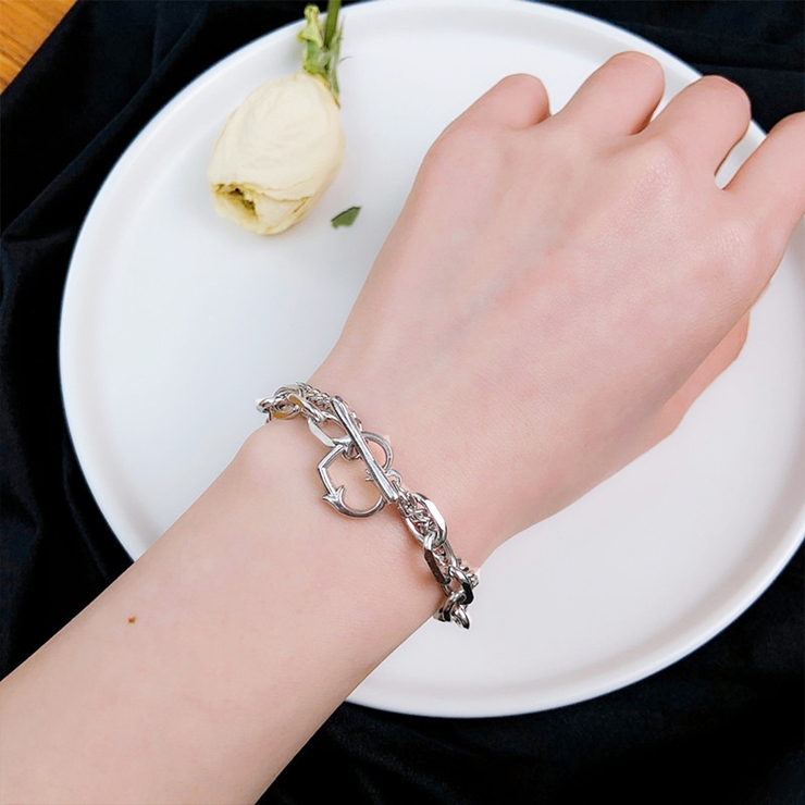 ネックレスとブレスレットのセット、オープンハートデザイン アクセサリー